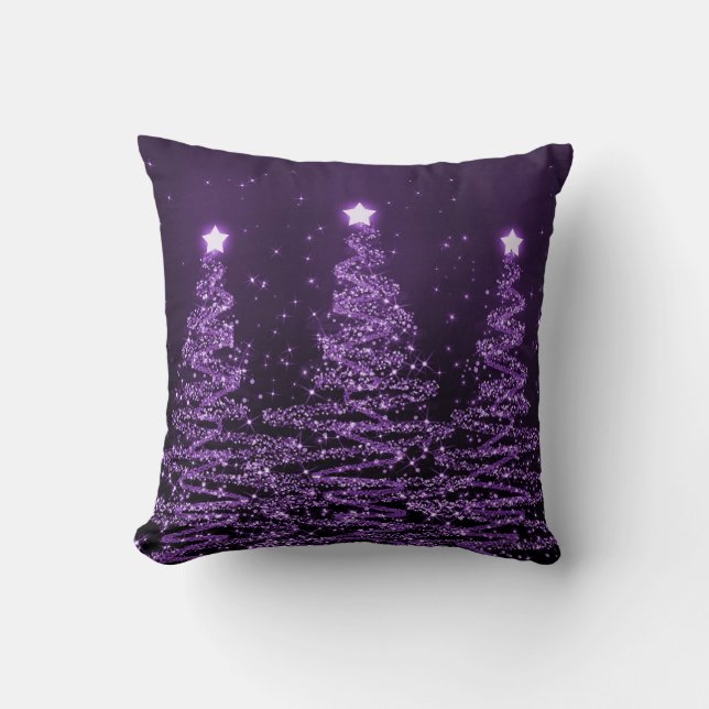 Coussin Élégant sapin de Noël pourpre  (Recto)