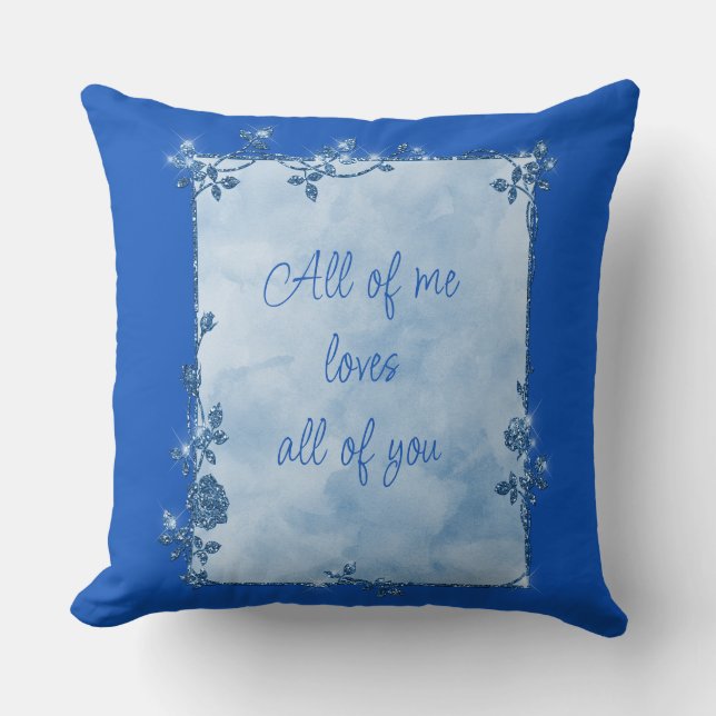 Coussin Elégant Sapphire Blue Sparkle Frame Valentine (Recto)