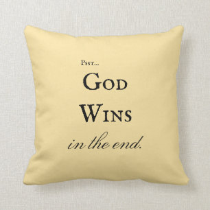 Coussin Élégant Script Dieu gagne Inspirationnel Crème Jau