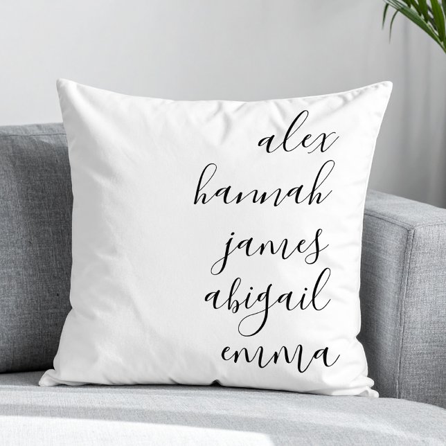 Coussin Élégant Script Kids Noms Famille personnalisée (Créateur téléchargé)