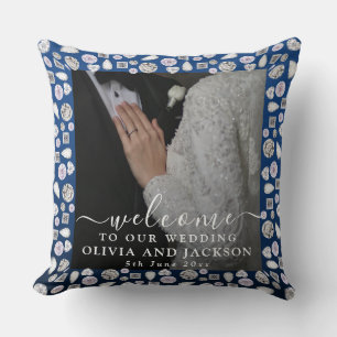 Coussin Elégant Silver Blue Heart Diamond Parties scintill