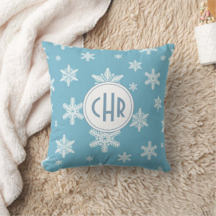 Coussin Élégant Snowflakes dans Sky Blue Arrière - plan