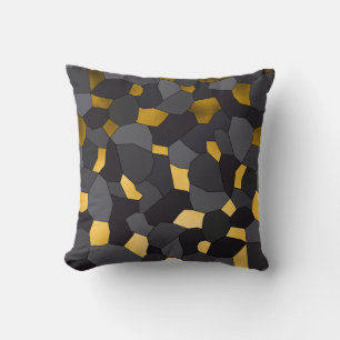 Coussin Elegant stylish gold grey and black mosaic