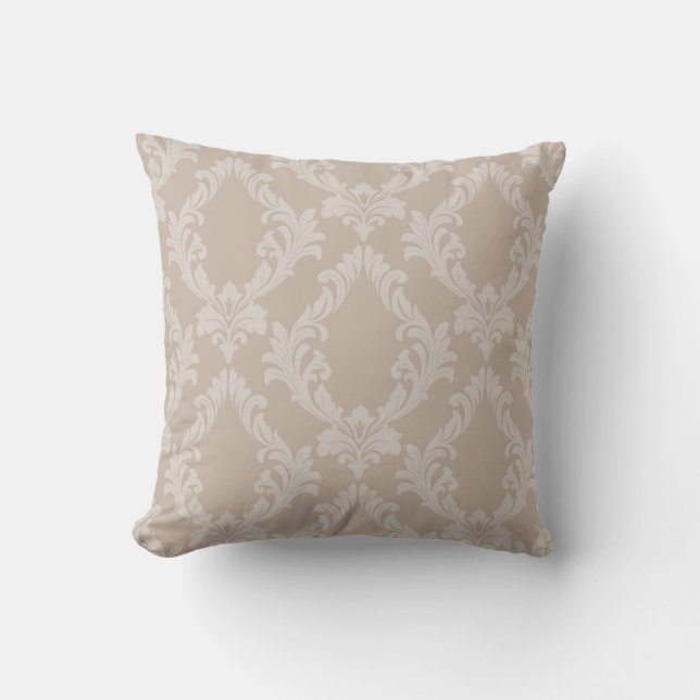 Coussin Elégant Taupe damask design 6Ecouteur (Recto)