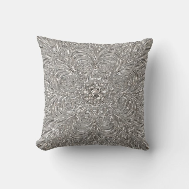 Coussin Élégant Unique Silver Design de verre métallique (Recto)