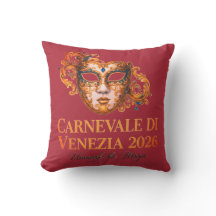 Elegant Venetian Mask Throw Pillow