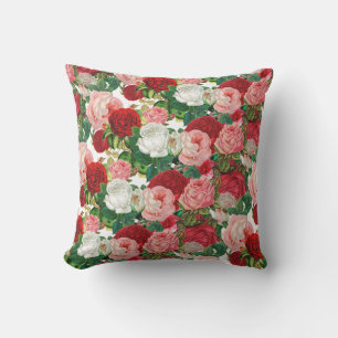 Coussin Élégant vert botanique moderne Fleur de Bourgogn