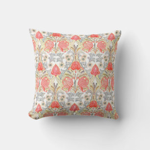 Coussin Élégant Vintage Coral Fleurs rouges Motif