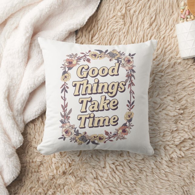 Coussin Elegant Vintage Floral Patience Quote (Couverture)