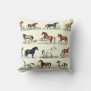Coussin Élégant Vintage Rustic Horse Breeds Toile