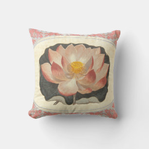 Coussin Elégant Yoga Vintage Lotus Blossom Peach Damask