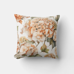 Coussin Elégante aquarelle blanche vert orange boho