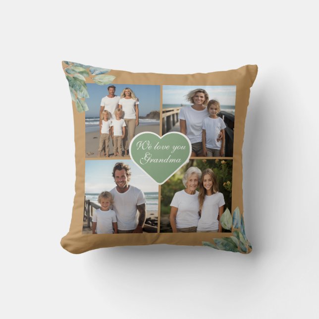 Coussin Elégante aquarelle botanique photo personnalisée (Recto)