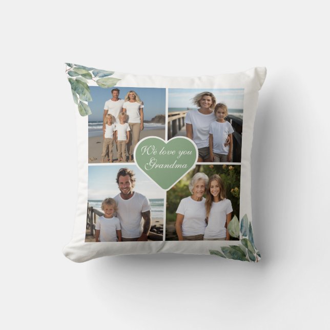 Coussin Elégante aquarelle botanique photo personnalisée (Recto)