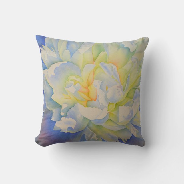 Coussin Elégante aquarelle fleurie de pivoine blanche (Recto)