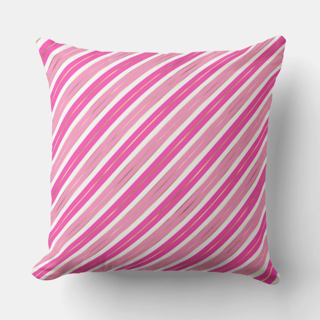 Coussin Élégante bande de Noël rose et argent (Recto)