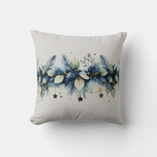 Coussin Élégante Branche Botanique Aquarelle Noël