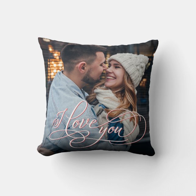 Coussin Élégante calligraphie Je T'Aime (Recto)