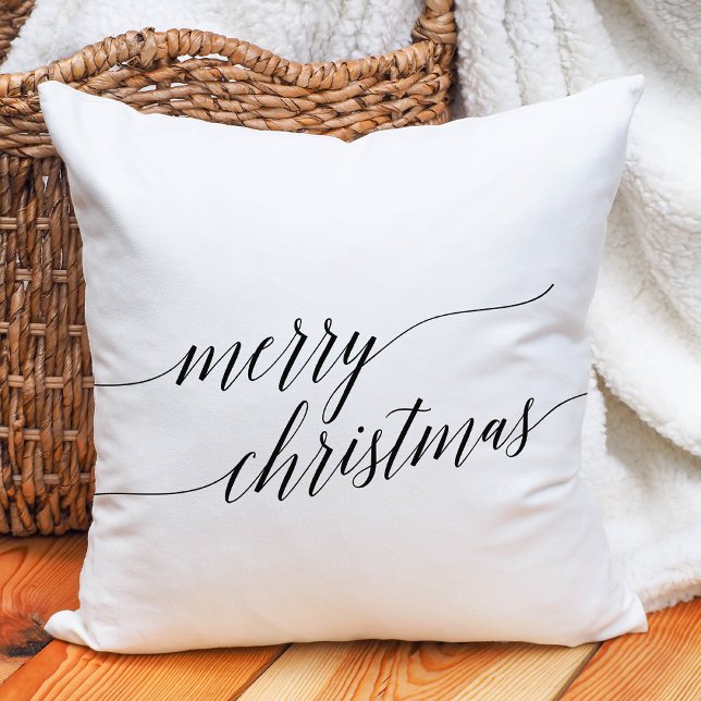 Coussin Élégante calligraphie noire Joyeux Noël (Créateur téléchargé)