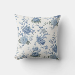 Coussin Elégante Chinoiserie Bleu Toile
