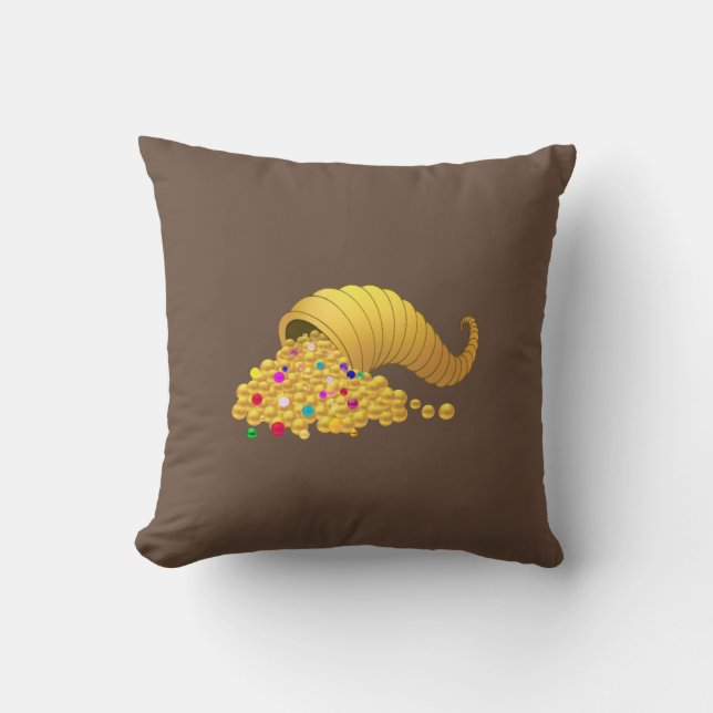 Coussin Elégante Corne d'or de Plenty sur Brown (Recto)