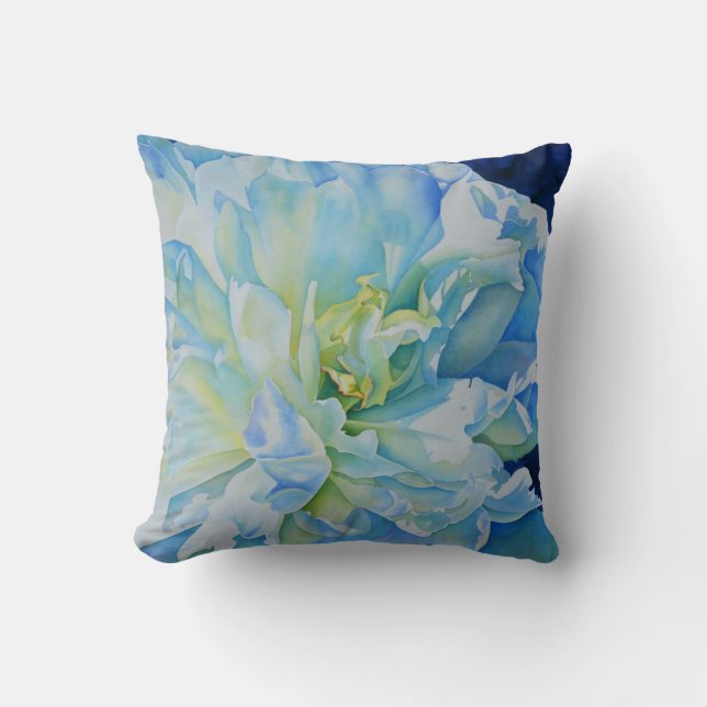 Coussin Elégante couleur bleue turquoise florale (Recto)