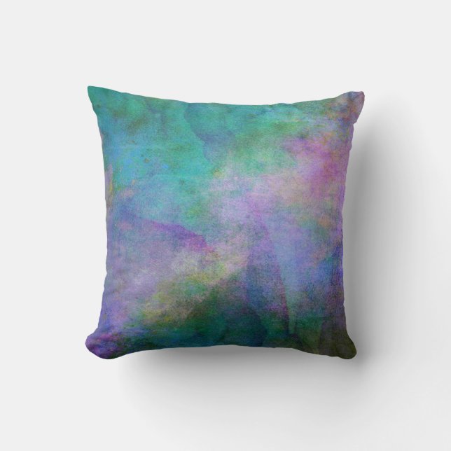Coussin élégante couleur turquoise et violette abstraite (Recto)