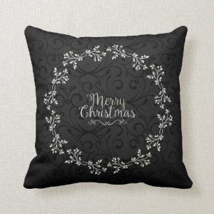 Coussin Élégante couronne de fleurs de Noël  Lancer l'orei