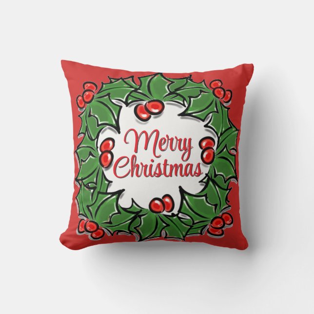 Coussin Élégante couronne de Noël sainte personnaliser (Recto)