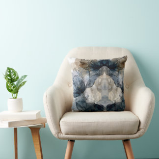 Coussin Élégante couverture abstraite à motif floral bleu