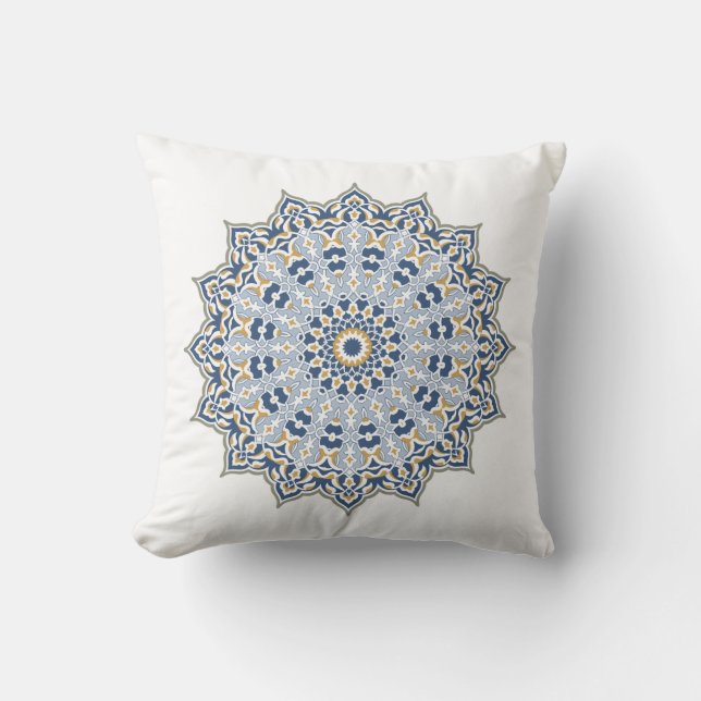 Coussin Elégante décoration orientale bleu perse (Recto)