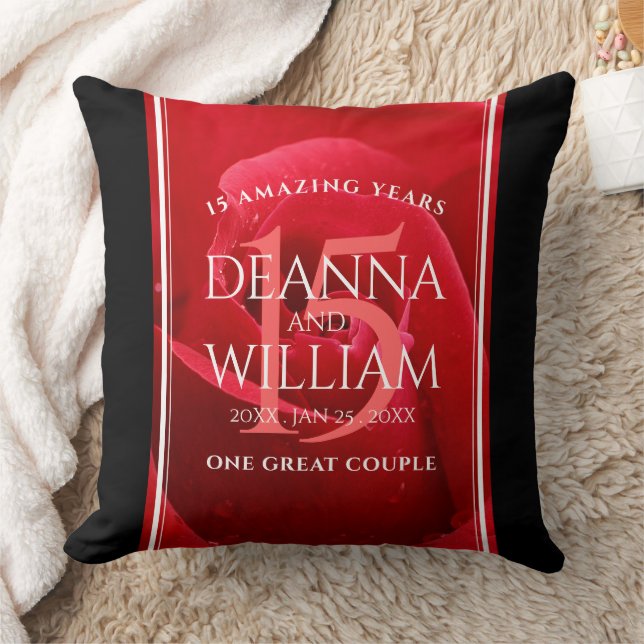 Coussin Élégante fête du 15e anniversaire du Mariage Rose (Couverture)