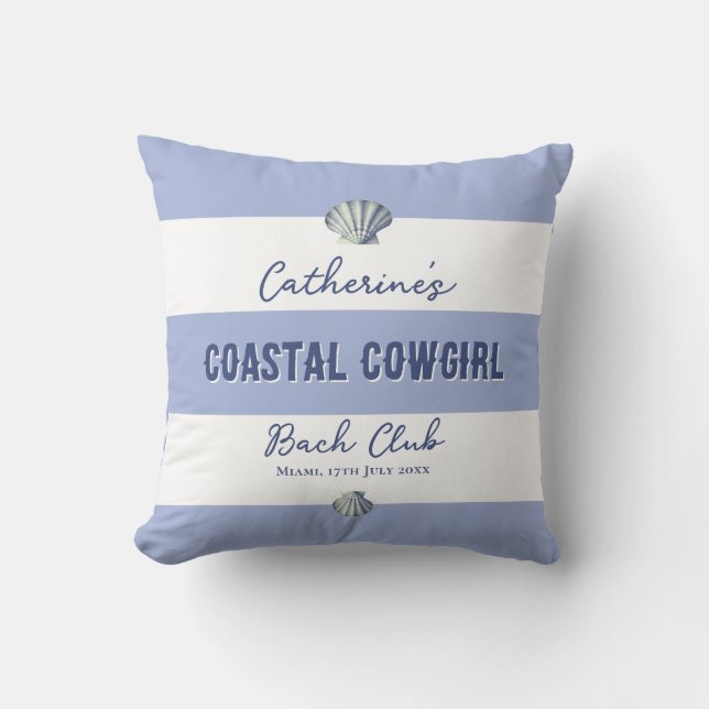 Coussin Élégante fille de la côte Bleu doux Blancs (Recto)