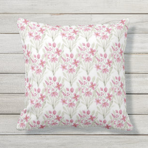 Coussin Elégante Fleurs rose Sage Vert Aquarelle Florale