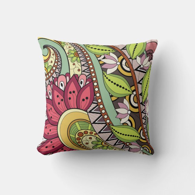 Coussin Élégante Fleurs Rouges Bourgogne Et Fleurs Rouges  (Recto)