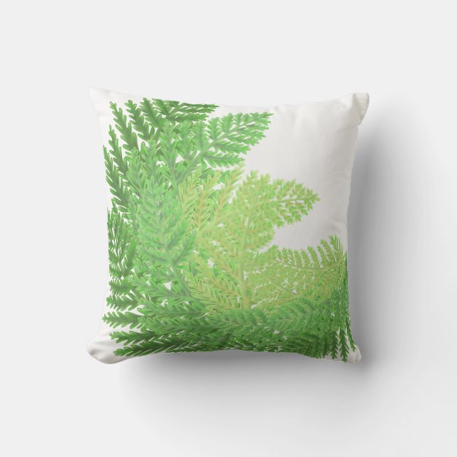 Coussin Élégante fougères vertes feuilles de bois (Recto)