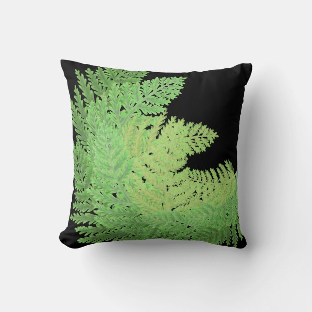 Coussin Élégante fougères vertes feuilles de bois (Recto)