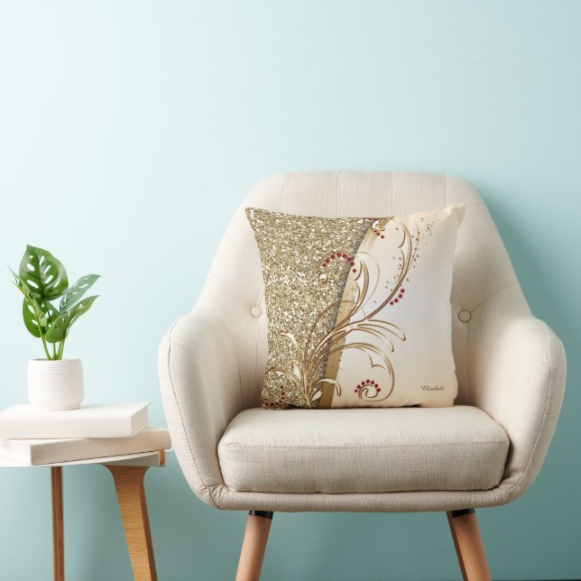 Coussin Élégante Glitterie Or (Chaise)