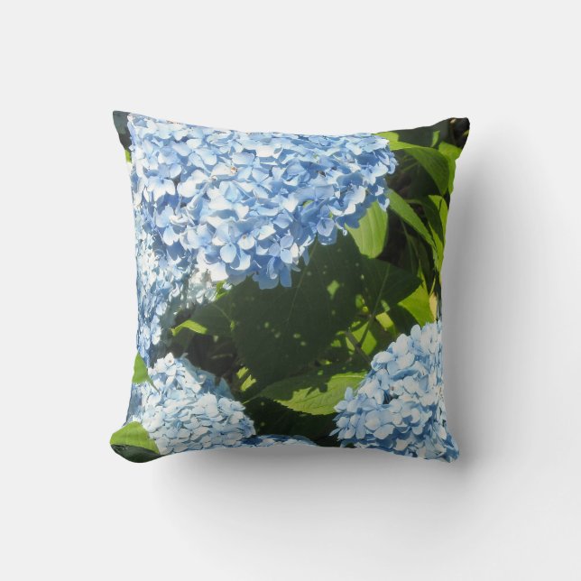 Coussin Élégante Hydrangée Bleue Douce (Recto)