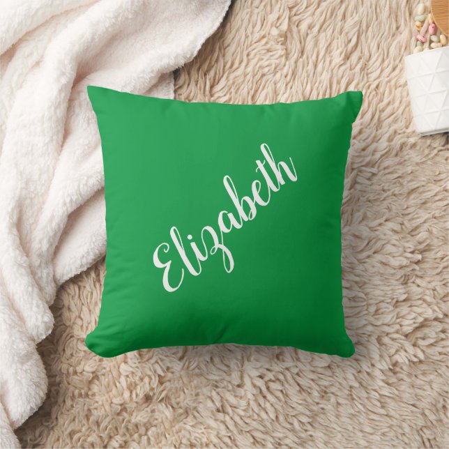 Coussin Élégante Kelly Green Votre propre nom Typographie (Couverture)