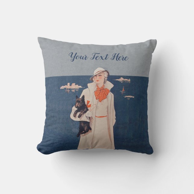 Coussin Elégante Lady White Suit Holty Chien Scotty Ocean (Recto)