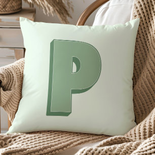 Coussin Élégante lettre P monogramme personnalisée initial