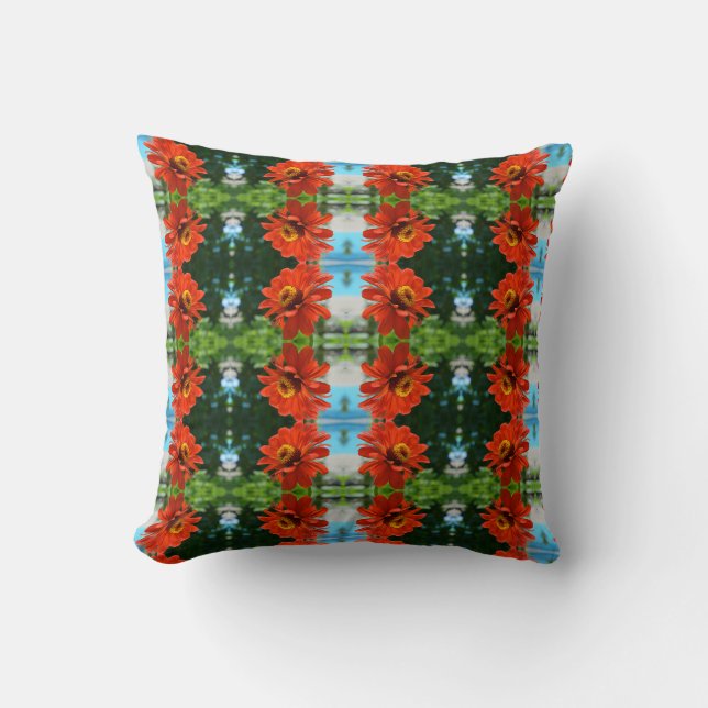 Coussin Elégante marguerite à fleurs florales orange (Recto)