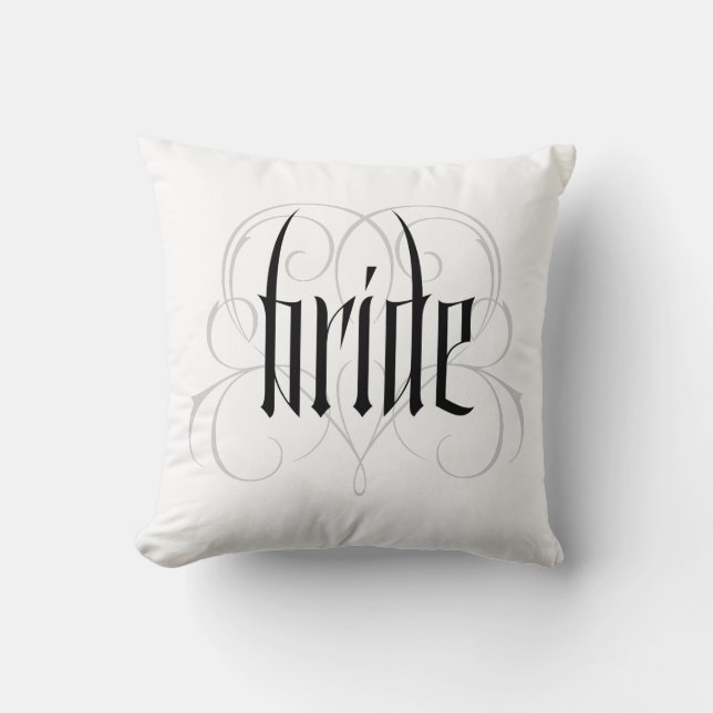 Coussin Élégante mariée et mariée Calligraphie Lettrage B& (Recto)