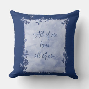 Coussin Elégante Marine Blue Sparkle Frame Valentine