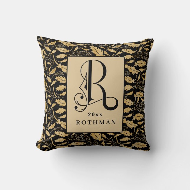 Coussin Élégante monographie de typorographie de rouleaux  (Recto)