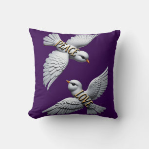 Coussin Élégante œuvre d'art de colombe Paix & Amour