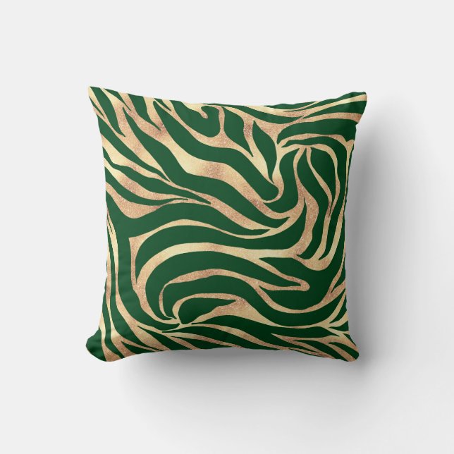 Coussin Elégante Parties scintillant or Zebra Green Poster (Recto)