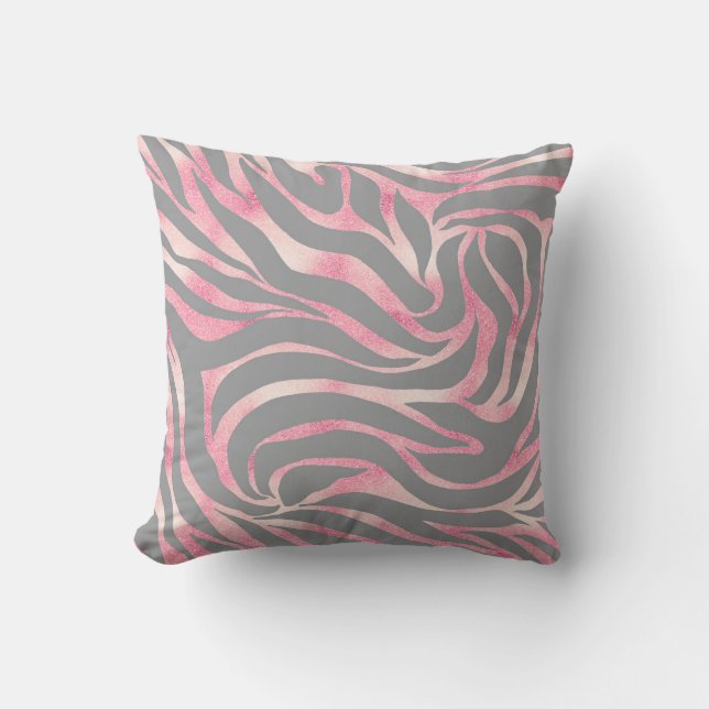 Coussin Elégante Parties scintillant Rose or Zebra Grey Po (Recto)