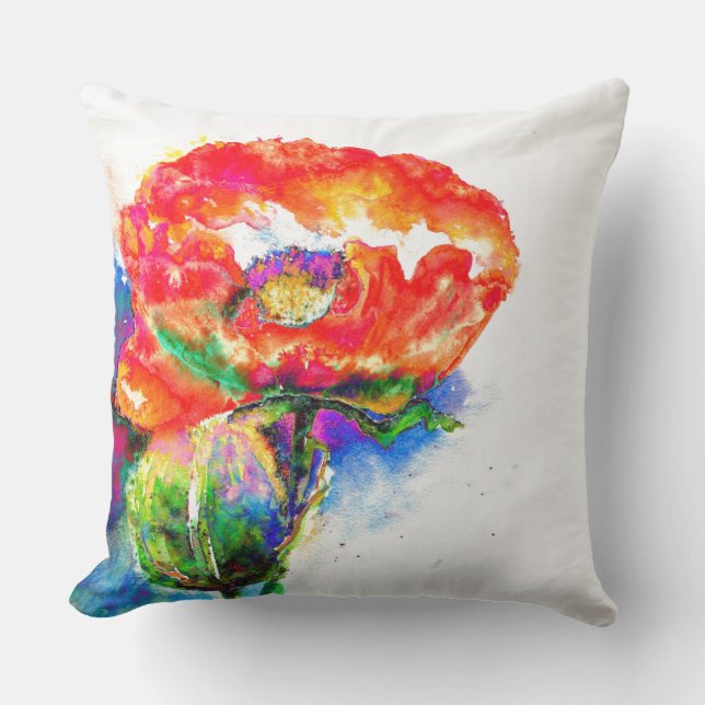 Coussin Elégante peinture abstraite à l'aquarelle rouge (Recto)